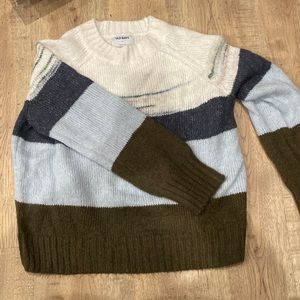 Old navy knit sweater striped size medium mock neck